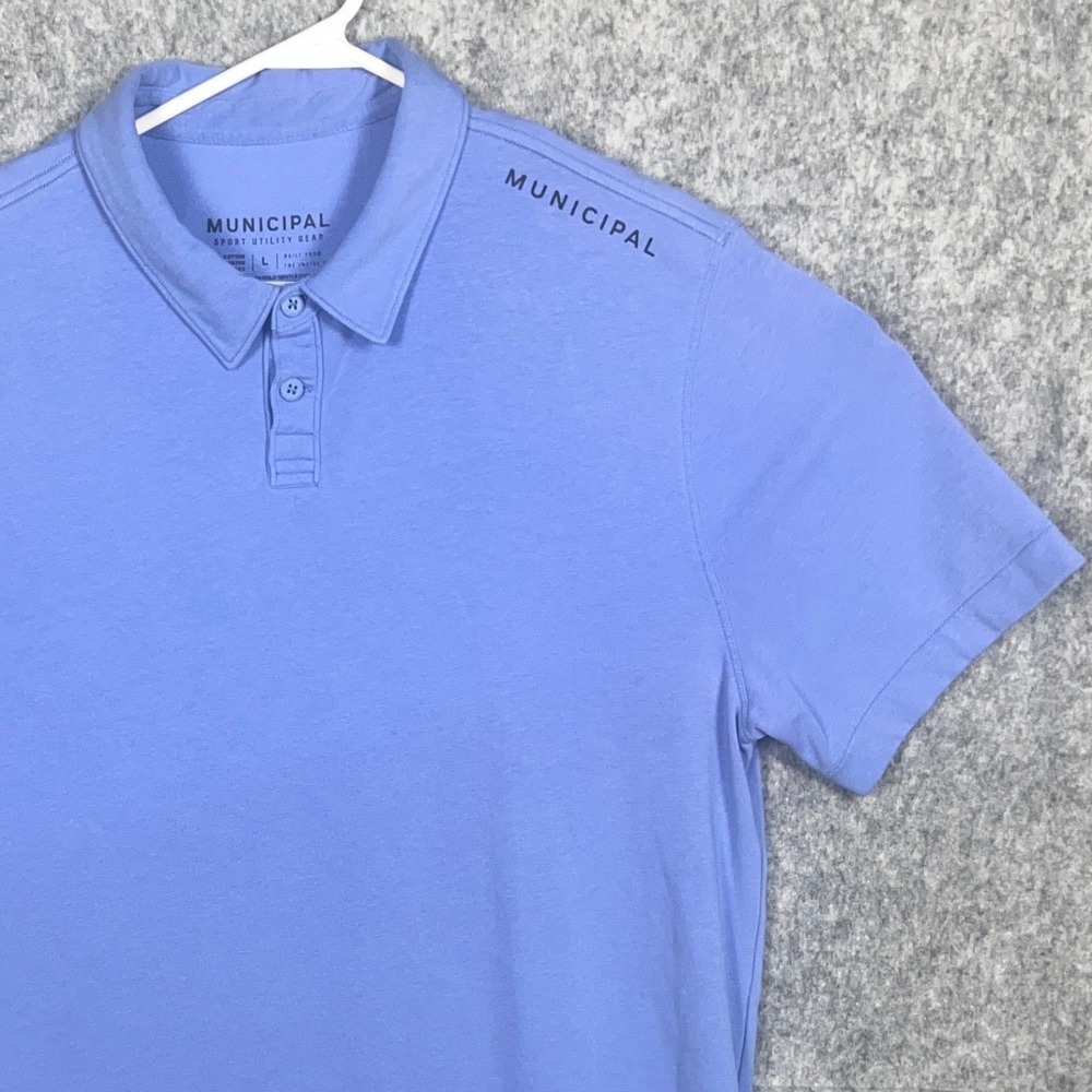 Municipal Sport Utility Gear Men's Polo Shirt Blue Short Sleeve Logo Size L